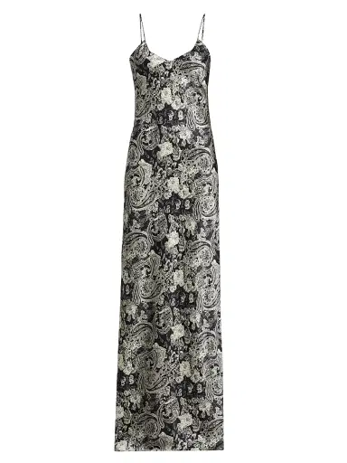 Nili Lotan Women's Cami Paisley Silk Gown - Black White | Thumbnail 1 Nili Lotan Women's Cami Paisley Silk Gown - Black White | Thumbnail 1