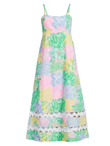 Lilly Pulitzer Women's Haliey Floral Cotton Midi-Dress - Multi Bright - Size 10 | Thumbnail 1 Lilly Pulitzer Women's Haliey Floral Cotton Midi-Dress - Multi Bright - Size 10 | Thumbnail 1