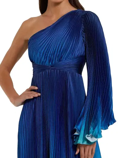Mac Duggal Women's Pleated Charmeuse Ombré Gown - Blue Ombre - Size 6 | Thumbnail 3 Mac Duggal Women's Pleated Charmeuse Ombré Gown - Blue Ombre - Size 6 | Thumbnail 3