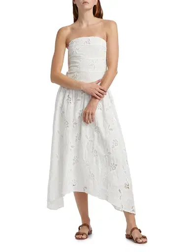 Ramy Brook Women's Blanca Flower Strapless Midi-Dress - White Flower | Thumbnail 3 Ramy Brook Women's Blanca Flower Strapless Midi-Dress - White Flower | Thumbnail 3