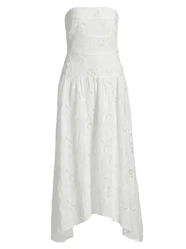 Ramy Brook Women's Blanca Flower Strapless Midi-Dress - White Flower | Thumbnail 1 Ramy Brook Women's Blanca Flower Strapless Midi-Dress - White Flower | Thumbnail 1