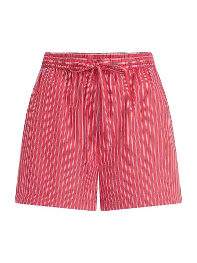 Joe's Jeans Women's The Boxer Pinstriped Cotton Shorts - Cherry Red White Stripe | Thumbnail 1 Joe's Jeans Women's The Boxer Pinstriped Cotton Shorts - Cherry Red White Stripe | Thumbnail 1