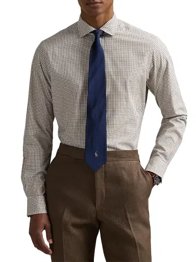 Polo Ralph Lauren Men's Glen Plaid Cotton Poplin Button-Front Shirt - White Fall Brown | Thumbnail 3 Polo Ralph Lauren Men's Glen Plaid Cotton Poplin Button-Front Shirt - White Fall Brown | Thumbnail 3