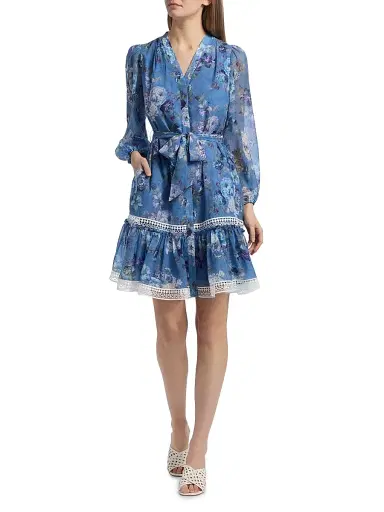 Kobi Halperin Women's Elisa Floral Tie-Waist Minidress - Blue Multi | Thumbnail 2 Kobi Halperin Women's Elisa Floral Tie-Waist Minidress - Blue Multi | Thumbnail 2