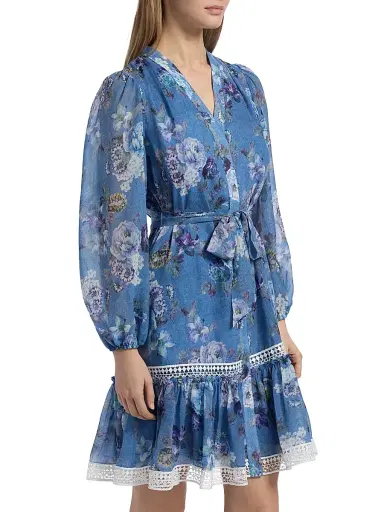 Kobi Halperin Women's Elisa Floral Tie-Waist Minidress - Blue Multi | Thumbnail 4 Kobi Halperin Women's Elisa Floral Tie-Waist Minidress - Blue Multi | Thumbnail 4