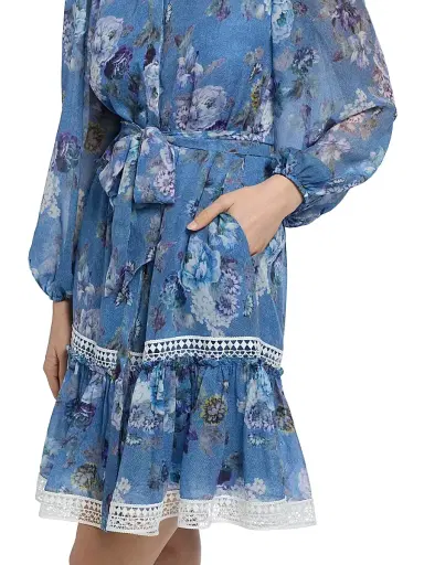 Kobi Halperin Women's Elisa Floral Tie-Waist Minidress - Blue Multi | Thumbnail 6 Kobi Halperin Women's Elisa Floral Tie-Waist Minidress - Blue Multi | Thumbnail 6