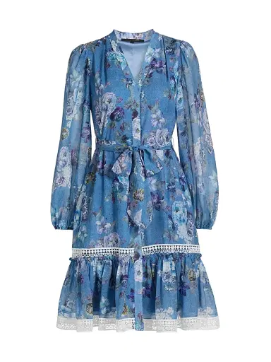 Kobi Halperin Women's Elisa Floral Tie-Waist Minidress - Blue Multi | Thumbnail 1 Kobi Halperin Women's Elisa Floral Tie-Waist Minidress - Blue Multi | Thumbnail 1