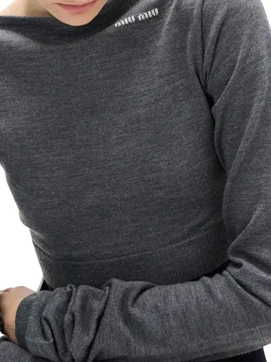 Miu Miu Women's Wool Boatneck Sweater - Grey - Size 6 | Thumbnail 4 Miu Miu Women's Wool Boatneck Sweater - Grey - Size 6 | Thumbnail 4