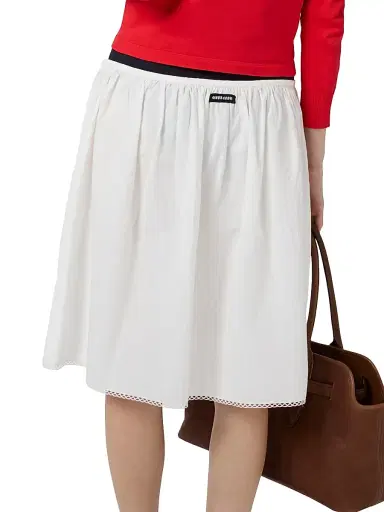 Miu Miu Women's Slubbed Poplin Skirt - White - Size 4 | Thumbnail 3 Miu Miu Women's Slubbed Poplin Skirt - White - Size 4 | Thumbnail 3