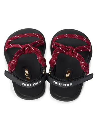 Miu Miu Women's Riviere Cord and Leather Sandals - Dark Red - Size 4 | Thumbnail 2 Miu Miu Women's Riviere Cord and Leather Sandals - Dark Red - Size 4 | Thumbnail 2