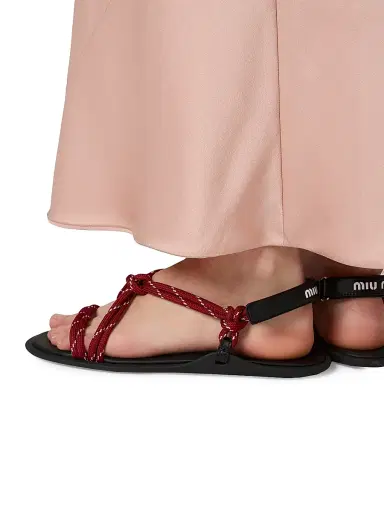 Miu Miu Women's Riviere Cord and Leather Sandals - Dark Red - Size 4 | Thumbnail 4 Miu Miu Women's Riviere Cord and Leather Sandals - Dark Red - Size 4 | Thumbnail 4