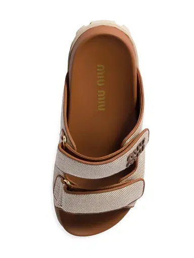 Miu Miu Women's Canvas Slides | Thumbnail 3 Miu Miu Women's Canvas Slides | Thumbnail 3