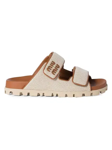 Miu Miu Women's Canvas Slides | Thumbnail 1 Miu Miu Women's Canvas Slides | Thumbnail 1