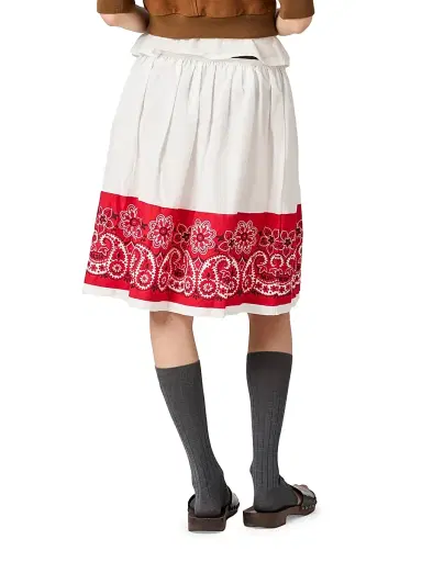 Miu Miu Women's Slubbed Poplin Skirt with Print - White | Thumbnail 3 Miu Miu Women's Slubbed Poplin Skirt with Print - White | Thumbnail 3