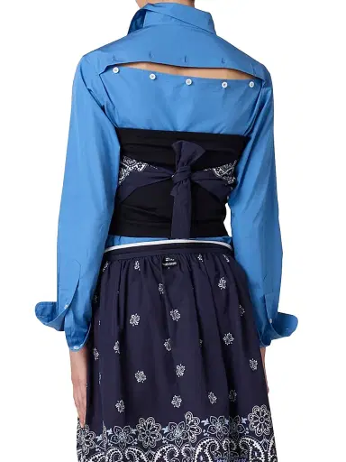 Miu Miu Women's Printed Poplin Bandana Top - Blue | Thumbnail 3 Miu Miu Women's Printed Poplin Bandana Top - Blue | Thumbnail 3