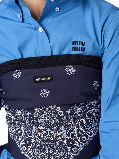 Miu Miu Women's Printed Poplin Bandana Top - Blue | Thumbnail 4 Miu Miu Women's Printed Poplin Bandana Top - Blue | Thumbnail 4
