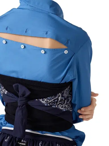 Miu Miu Women's Printed Poplin Bandana Top - Blue | Thumbnail 5 Miu Miu Women's Printed Poplin Bandana Top - Blue | Thumbnail 5