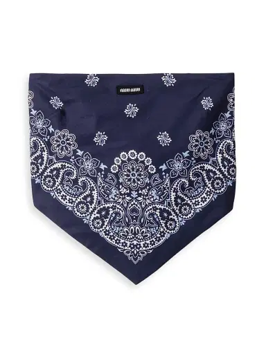 Miu Miu Women's Printed Poplin Bandana Top - Blue | Thumbnail 1 Miu Miu Women's Printed Poplin Bandana Top - Blue | Thumbnail 1