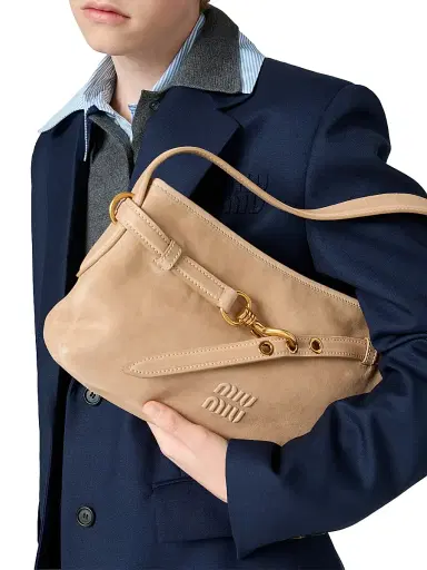 Miu Miu Women's Aventure Nappa Leather Shoulder Bag - Beige Khaki | Thumbnail 3 Miu Miu Women's Aventure Nappa Leather Shoulder Bag - Beige Khaki | Thumbnail 3