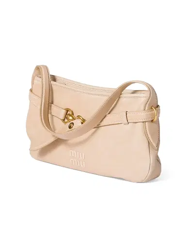 Miu Miu Women's Aventure Nappa Leather Shoulder Bag - Beige Khaki | Thumbnail 4 Miu Miu Women's Aventure Nappa Leather Shoulder Bag - Beige Khaki | Thumbnail 4