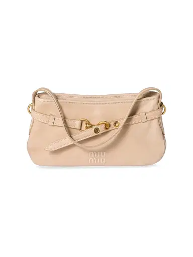 Miu Miu Women's Aventure Nappa Leather Shoulder Bag - Beige Khaki | Thumbnail 1 Miu Miu Women's Aventure Nappa Leather Shoulder Bag - Beige Khaki | Thumbnail 1