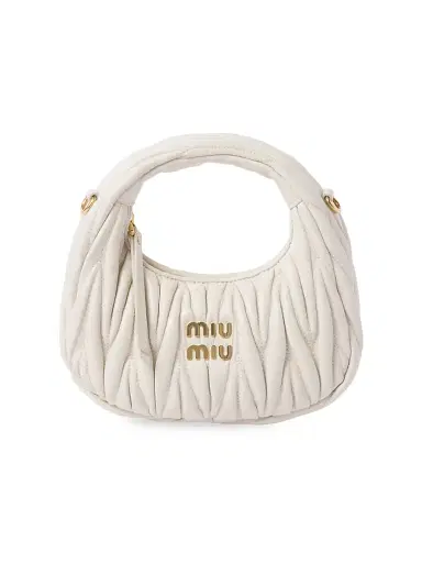 Miu Miu Women's Wander Matelassé Nappa Leather Hobo Mini-Bag | Thumbnail 1 Miu Miu Women's Wander Matelassé Nappa Leather Hobo Mini-Bag | Thumbnail 1