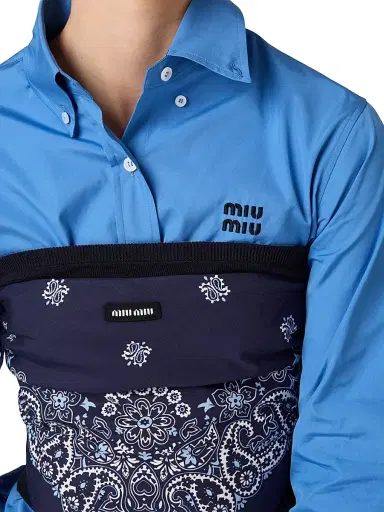Miu Miu Women's Poplin Shirt - Blue | Thumbnail 4 Miu Miu Women's Poplin Shirt - Blue | Thumbnail 4