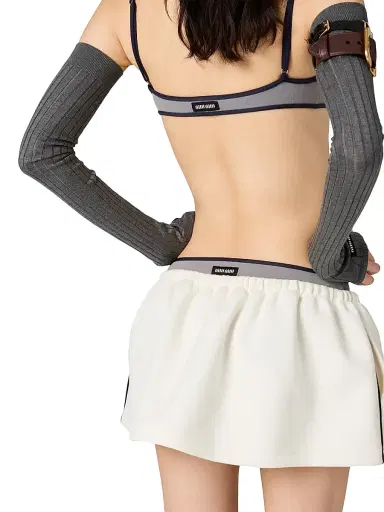 Miu Miu Women's Bonded Piqué and Technical Jersey Miniskirt - White | Thumbnail 3 Miu Miu Women's Bonded Piqué and Technical Jersey Miniskirt - White | Thumbnail 3
