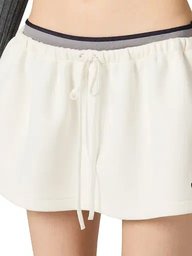 Miu Miu Women's Bonded Piqué and Technical Jersey Miniskirt - White | Thumbnail 4 Miu Miu Women's Bonded Piqué and Technical Jersey Miniskirt - White | Thumbnail 4