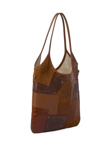 Miu Miu Women's Ivy Leather Patchwork Tote Bag - Brown | Thumbnail 4 Miu Miu Women's Ivy Leather Patchwork Tote Bag - Brown | Thumbnail 4