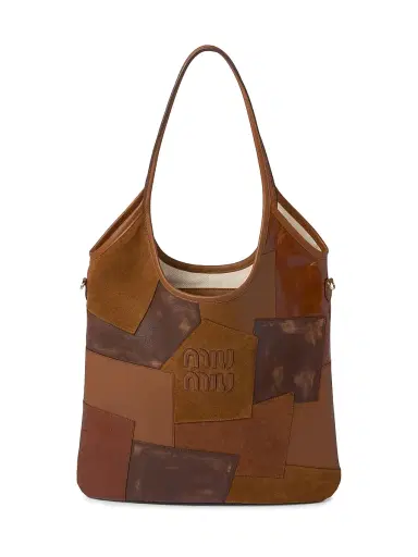 Miu Miu Women's Ivy Leather Patchwork Tote Bag - Brown | Thumbnail 1 Miu Miu Women's Ivy Leather Patchwork Tote Bag - Brown | Thumbnail 1