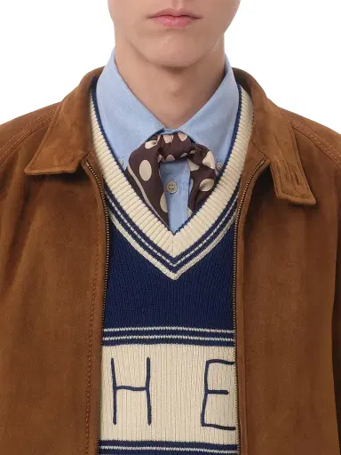 Valentino Garavani Men's Wool and Cotton Sweater with Pattern - Blue Butter | Thumbnail 5 Valentino Garavani Men's Wool and Cotton Sweater with Pattern - Blue Butter | Thumbnail 5
