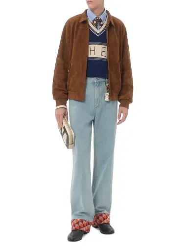 Valentino Garavani Men's Wool and Cotton Sweater with Pattern - Blue Butter | Thumbnail 7 Valentino Garavani Men's Wool and Cotton Sweater with Pattern - Blue Butter | Thumbnail 7