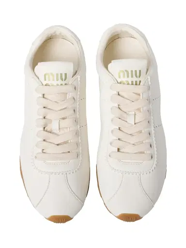 Miu Miu Women's Plume Nappa Leather Sneakers - White | Thumbnail 2 Miu Miu Women's Plume Nappa Leather Sneakers - White | Thumbnail 2