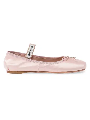 Miu Miu Women's Satin Ballerinas - Pink | Thumbnail 1 Miu Miu Women's Satin Ballerinas - Pink | Thumbnail 1