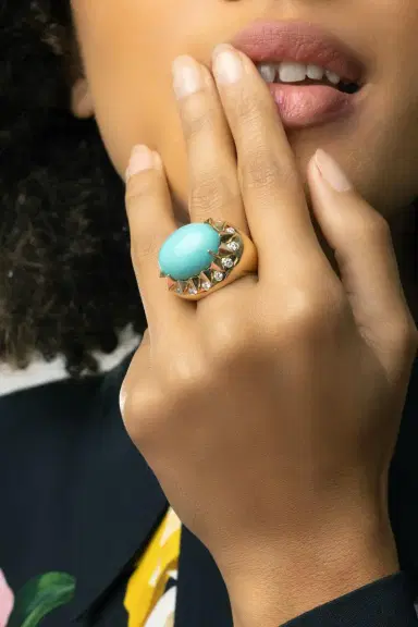 TONY DUQUETTE Turquoise Diamond Ring | Thumbnail 2 TONY DUQUETTE Turquoise Diamond Ring | Thumbnail 2