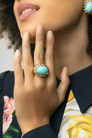 TONY DUQUETTE Turquoise Diamond Ring | Thumbnail 3 TONY DUQUETTE Turquoise Diamond Ring | Thumbnail 3