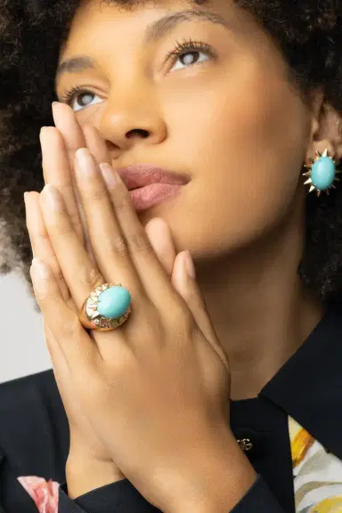 TONY DUQUETTE Turquoise Diamond Ring | Thumbnail 4 TONY DUQUETTE Turquoise Diamond Ring | Thumbnail 4