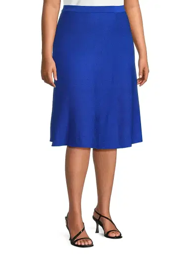 Ming Wang Women's Plus Knit A-Line Midi-Skirt | Thumbnail 4 Ming Wang Women's Plus Knit A-Line Midi-Skirt | Thumbnail 4