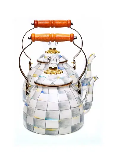 MacKenzie-Childs Sterling Check Enamel Tea Kettle | Thumbnail 2 MacKenzie-Childs Sterling Check Enamel Tea Kettle | Thumbnail 2