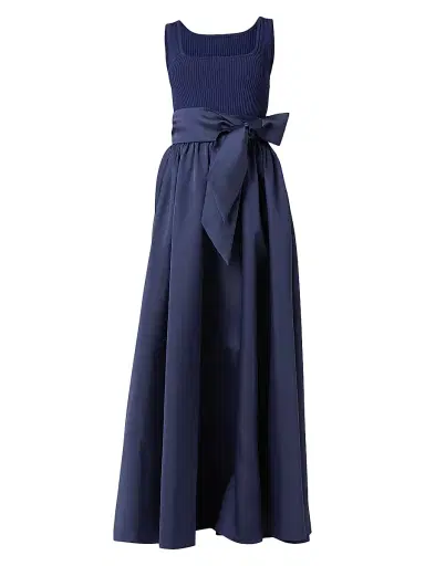 Shoshanna Women's Mercer Mikado-Knit Maxi Dress - Navy | Thumbnail 1 Shoshanna Women's Mercer Mikado-Knit Maxi Dress - Navy | Thumbnail 1