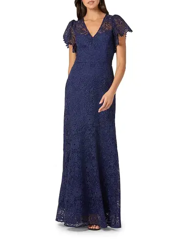 Shoshanna Women's Manuela Lace V-Neck Maxi Dress - Navy | Thumbnail 3 Shoshanna Women's Manuela Lace V-Neck Maxi Dress - Navy | Thumbnail 3