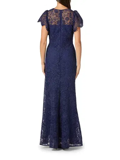 Shoshanna Women's Manuela Lace V-Neck Maxi Dress - Navy | Thumbnail 4 Shoshanna Women's Manuela Lace V-Neck Maxi Dress - Navy | Thumbnail 4