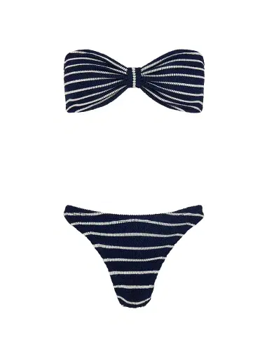 Hunza G Women's Jean Striped 2-Piece Bikini - Navy White | Thumbnail 1 Hunza G Women's Jean Striped 2-Piece Bikini - Navy White | Thumbnail 1