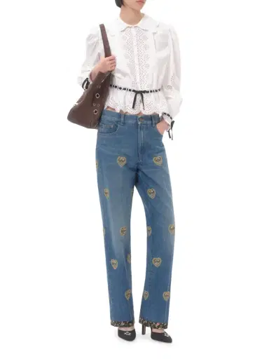 Valentino Garavani Women's Embroidered Denim Pants - Blue - Size 25 | Thumbnail 2 Valentino Garavani Women's Embroidered Denim Pants - Blue - Size 25 | Thumbnail 2