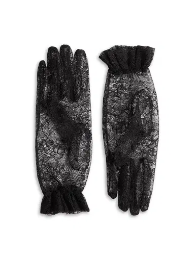 Valentino Garavani Women's VLogo Signature Lace Gloves - Black - Size 6 | Thumbnail 3 Valentino Garavani Women's VLogo Signature Lace Gloves - Black - Size 6 | Thumbnail 3