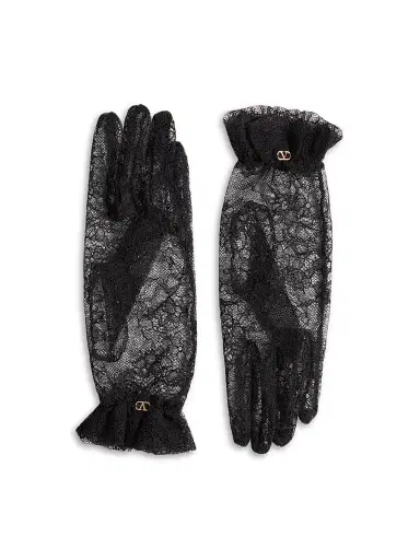 Valentino Garavani Women's VLogo Signature Lace Gloves - Black - Size 6 | Thumbnail 1 Valentino Garavani Women's VLogo Signature Lace Gloves - Black - Size 6 | Thumbnail 1