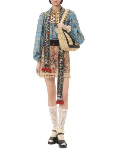 Valentino Garavani Women's Embroidered Skirt on Piquet | Thumbnail 2 Valentino Garavani Women's Embroidered Skirt on Piquet | Thumbnail 2