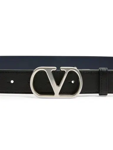 Valentino Garavani Men's Vlogo Signature Reversible Shiny Calfskin Belt 30MM | Thumbnail 4 Valentino Garavani Men's Vlogo Signature Reversible Shiny Calfskin Belt 30MM | Thumbnail 4