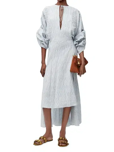 LOEWE Women's x Paula's Ibiza Striped Long-Sleeve Caftan - Blue White | Thumbnail 1 LOEWE Women's x Paula's Ibiza Striped Long-Sleeve Caftan - Blue White | Thumbnail 1